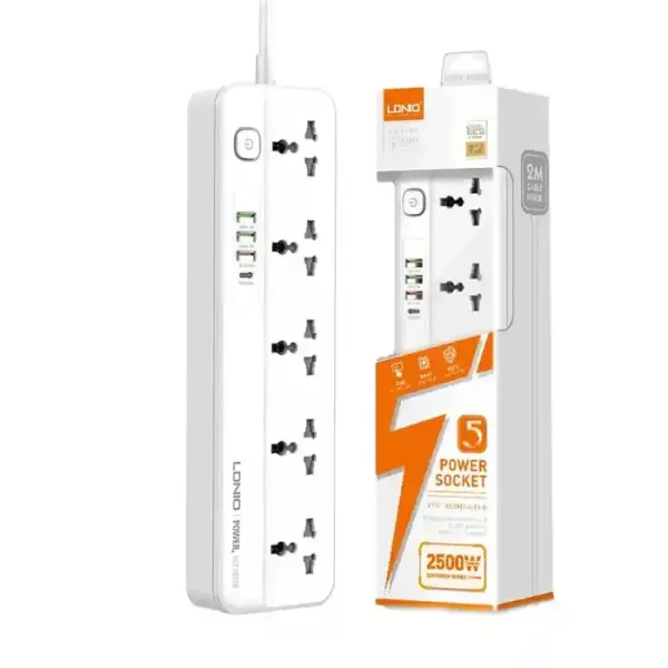 LDNIO SC5415 Power Strips 5 Way Outlet with USB Ports Universal Extension Power Socket