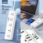 LDNIO SC5415 Power Strips 5 Way Outlet with USB Ports Universal Extension Power Socket - Image 2