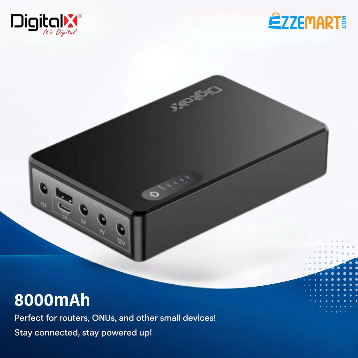 DigitalX Mini Ups (1) DigitalX 8000mAh DX8 DC Mini UPS 5V 9V 12V - Image 1